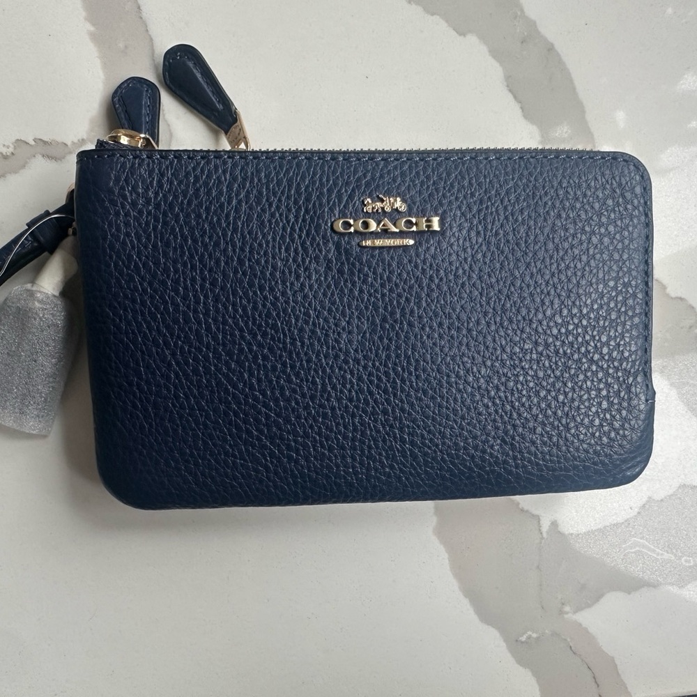 NWT Coach navy blue wristlet